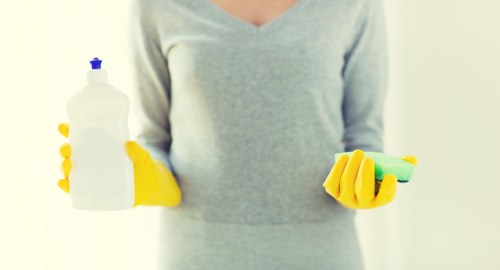 Professional sofa cleaning on a fabric couch
