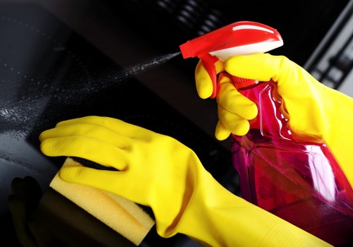 Professional cleaner vacuuming a rental property