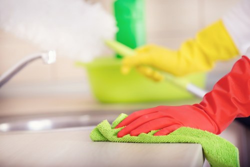 Bathroom deep cleaning with grout and fixtures